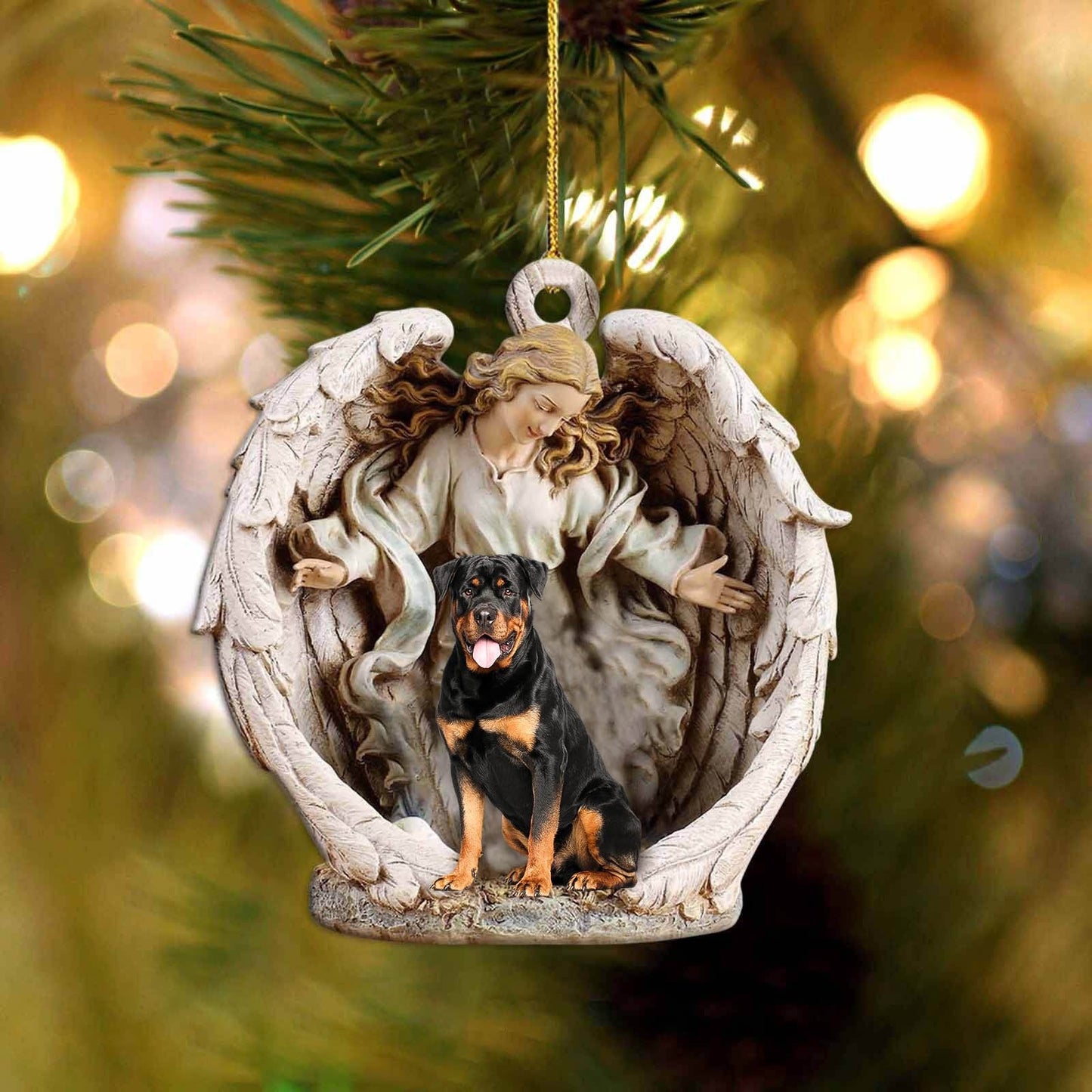 Rottweiler (1)-Angel Hug Winter Love Two Sided Ornament - Best gifts your whole family