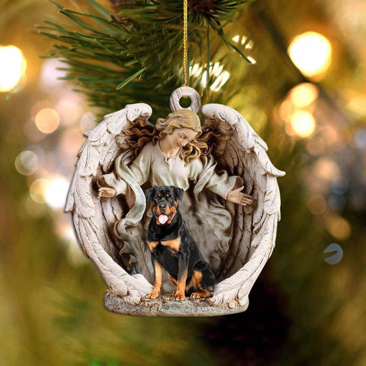 Rottweiler (1)-Angel Hug Winter Love Two Sided Ornament - Best gifts your whole family