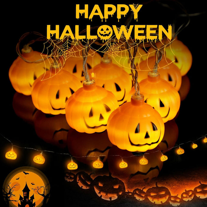 10 LED Halloween Pumpkin String Lights Lantern Lamp Home Party Christmas Decors