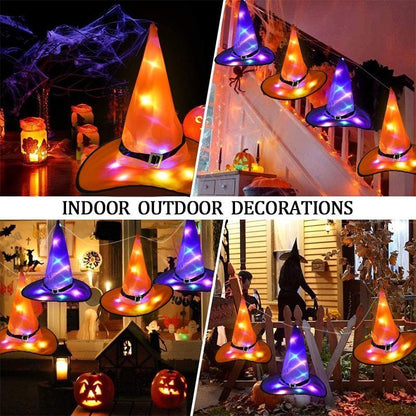 Halloween Glowing Witch Hat LED Lights Props Outdoor Tree Hanging Party Decor US