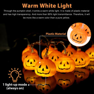 10 LED Halloween Pumpkin String Lights Lantern Lamp Home Party Christmas Decors