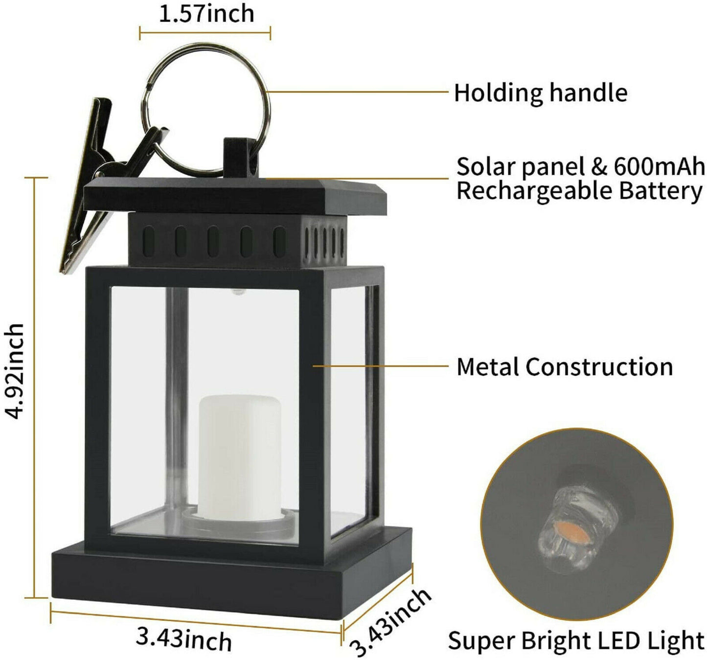Solar Lantern Hanging Light LED Waterproof Yard Outdoor Patio Garden Yard Lamp warm white string