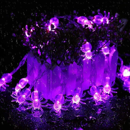 LED Halloween Purple Spider Decor String Lights for Halloween Outdoor Indoor US