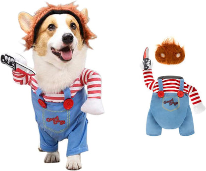 Hund Kat Pet Sjovt kostume Chucky Deadly Doll Cosplay Party Fancy juleklud