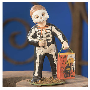 4.5 Bethany Lowe Trick Or Treat Grim Skeleton Boy Vntg Halloween Figurine Decor