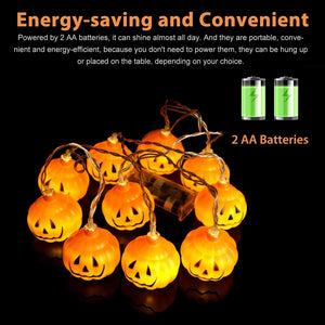 10 LED Halloween Pumpkin String Lights Lantern Lamp Home Party Christmas Decors