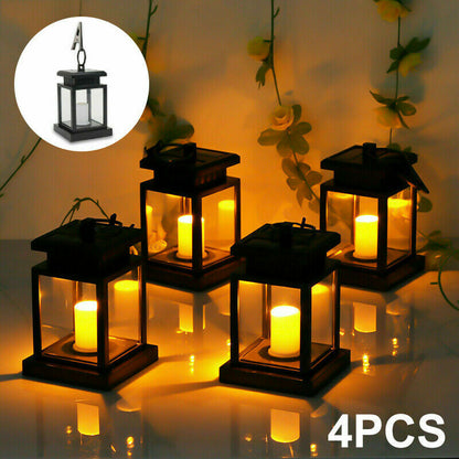 Solar Lantern Hanging Light LED Waterproof Yard Outdoor Patio Garden Yard Lamp warm white candle