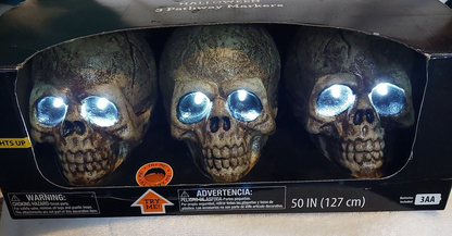 Celebrate Halloween Set of 3 Skull Pathway Markers Flashing Lights and Sound