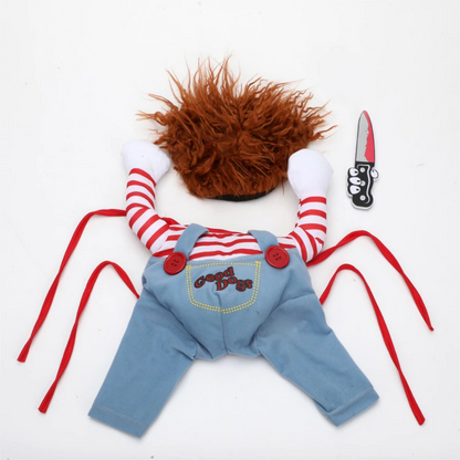 Hund Kat Pet Sjovt kostume Chucky Deadly Doll Cosplay Party Fancy juleklud