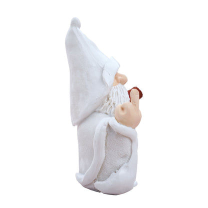 Smoking White Wizard Gnome Middle Finger Garden Yard Lawn Ornament Statue Decor
