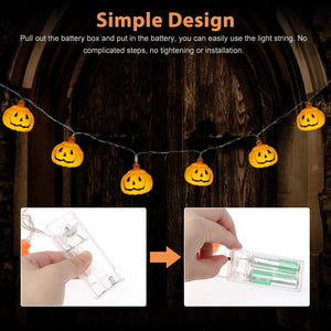 10 LED Halloween Pumpkin String Lights Lantern Lamp Home Party Christmas Decors