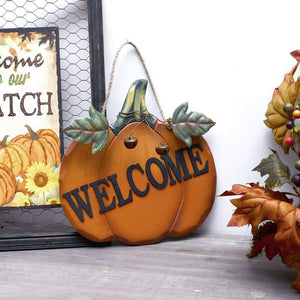 Wood Pumpkin Welcome Sign Fall Decor Autumn Harvest Thanksgiving Halloween Decor