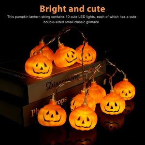 10 LED Halloween Pumpkin String Lights Lantern Lamp Home Party Christmas Decors