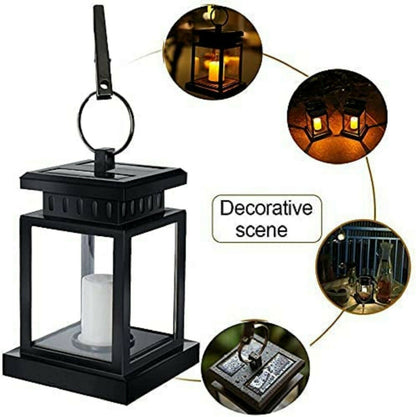 Solar Lantern Hanging Light LED Waterproof Yard Outdoor Patio Garden Yard Lamp warm white candle