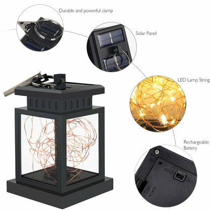 Solar Lantern Hanging Light LED Waterproof Yard Outdoor Patio Garden Yard Lamp warm white string