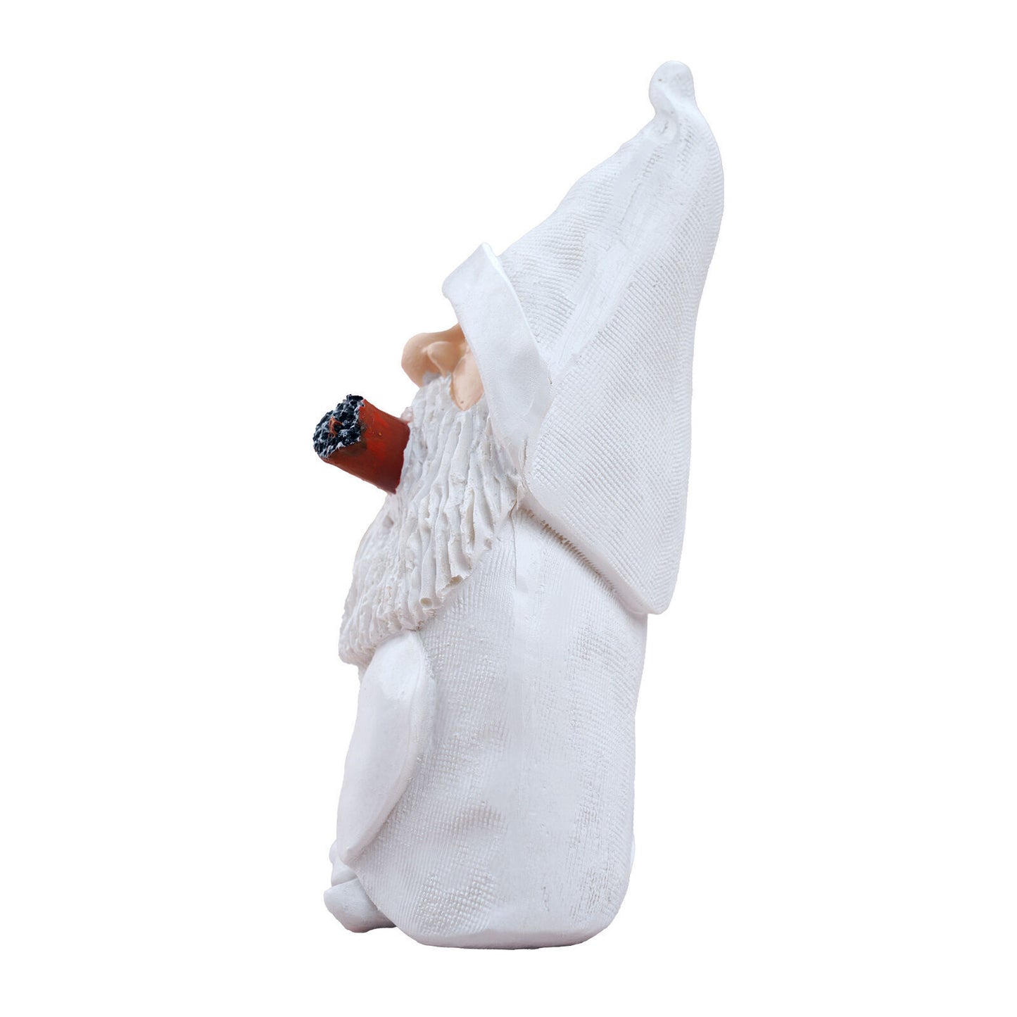 Smoking White Wizard Gnome Middle Finger Garden Yard Lawn Ornament Statue Decor