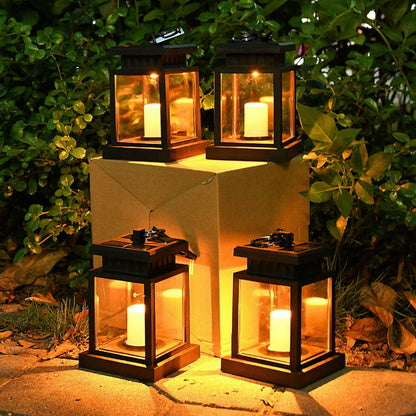 Solar Lantern Hanging Light LED Waterproof Yard Outdoor Patio Garden Yard Lamp warm white candle