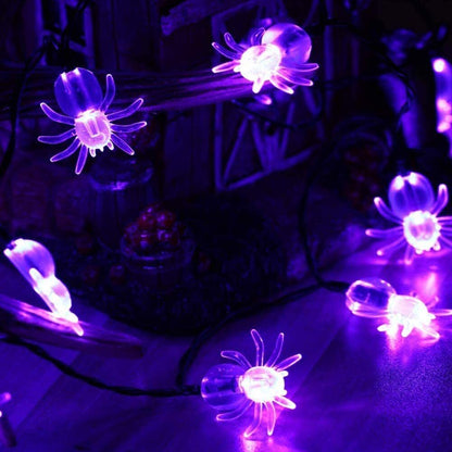 LED Halloween Purple Spider Decor String Lights for Halloween Outdoor Indoor US