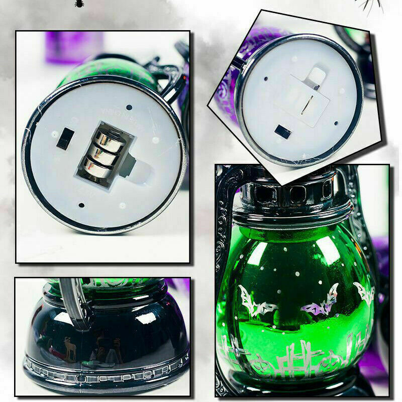 Halloween Lamp Flame Pumpkin Castle Witch Lights Party LED Lantern Hanging Gift
