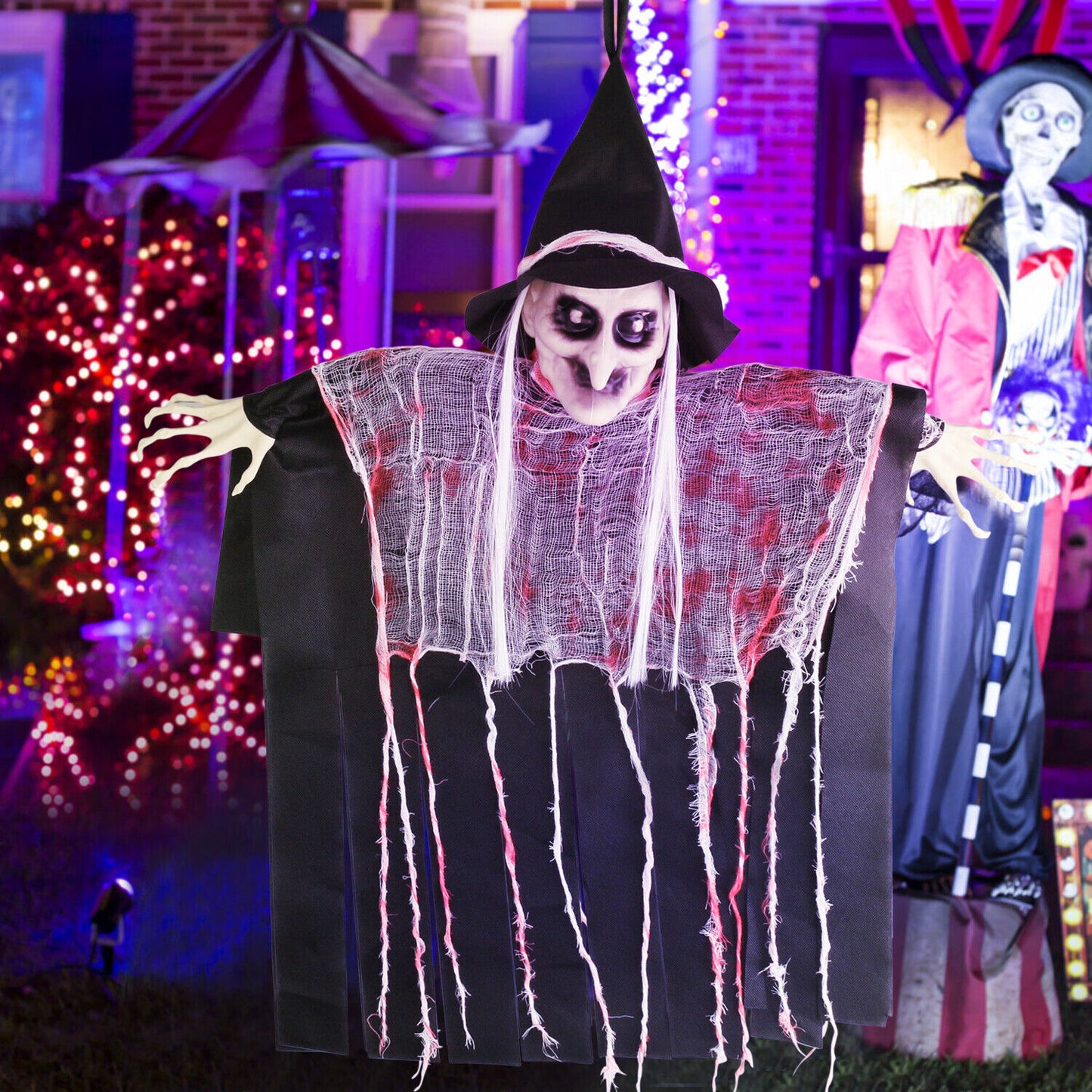 Halloween Decorations Hanging Animated Witch Haunted House Prop Outdoor Indoor