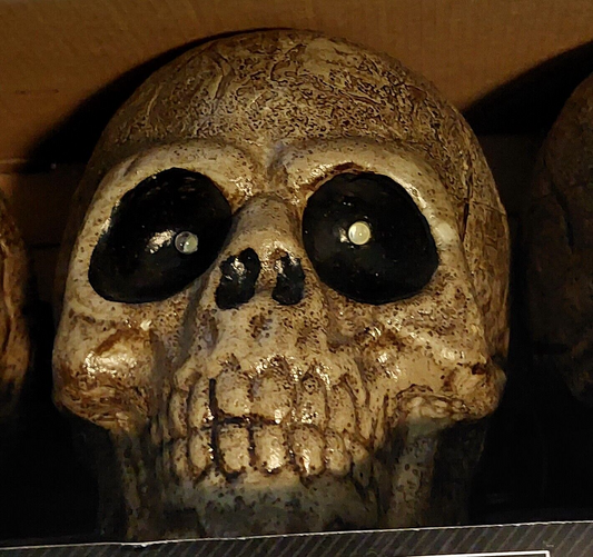 Celebrate Halloween Set of 3 Skull Pathway Markers Flashing Lights and Sound