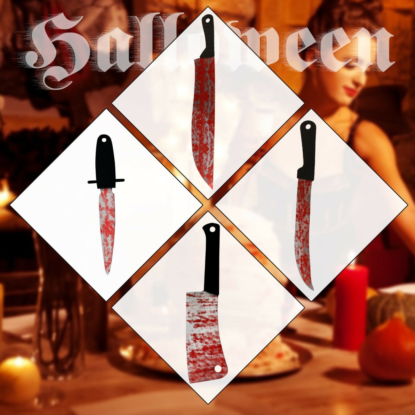 Halloween Hanging Bloody Knives Haunted Scary Horror Banner Props Party Decor US