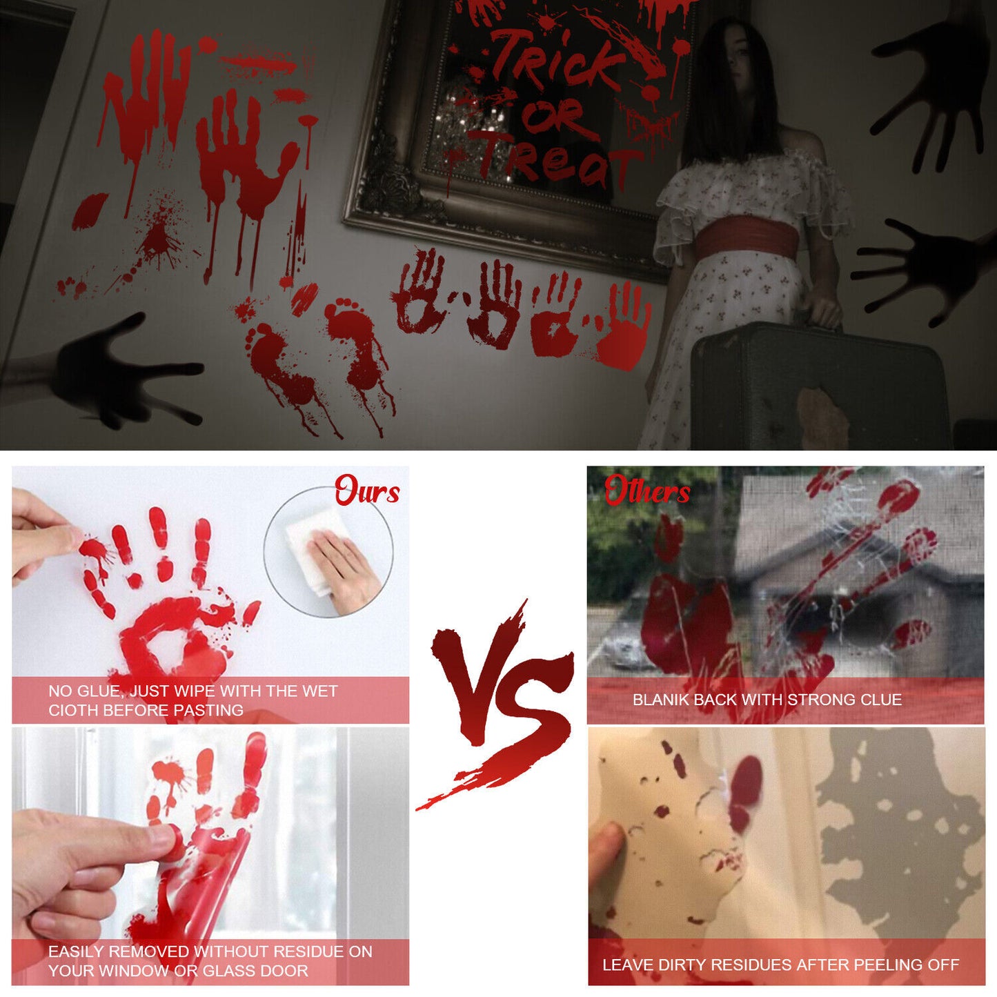 Halloween Bloody Knives Hanging Haunted Scary Horror Banner Window Wall Sticker