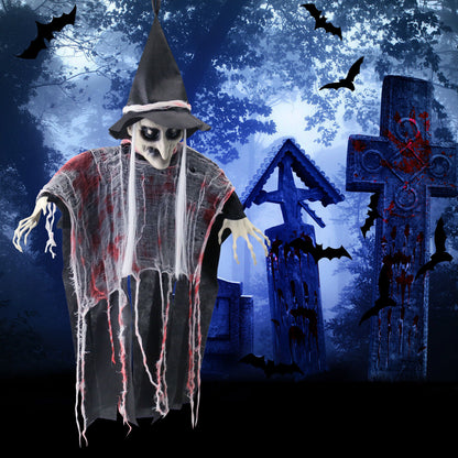 Halloween Decorations Hanging Animated Witch Haunted House Prop Outdoor Indoor