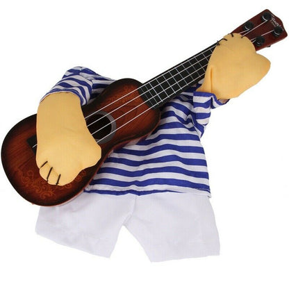 Funny Pet Cosplay Clothes Guitarist Player Suit Dog Puppy Cat Costume Halloween