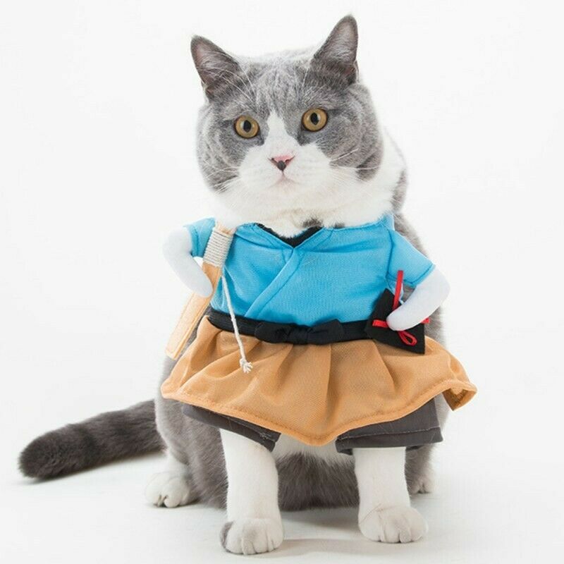 Madraí Cat éadaí Peataí Greannmhar Samurai Páirtí Cosplay Éadaí Féile Fancy Madraí NUA 