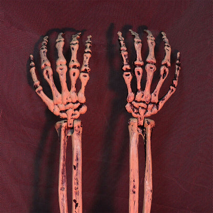 3pcs Halloween Scary Horror Skeleton Decorations Head Bones Hand Outdoor Decor