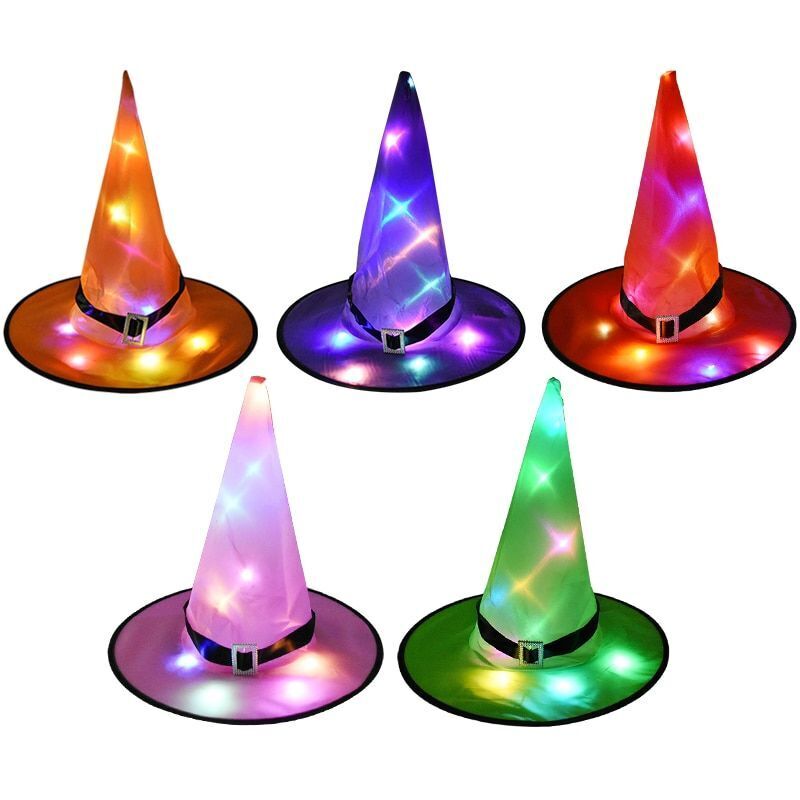 Halloween Glowing Witch Hat LED Lights Props Outdoor Tree Hanging Party Decor US
