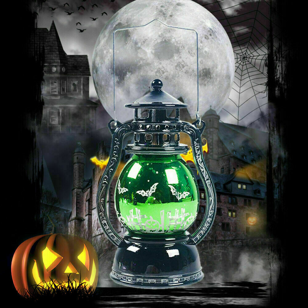 Halloween Lamp Flame Pumpkin Castle Witch Lights Party LED Lantern Hanging Gift