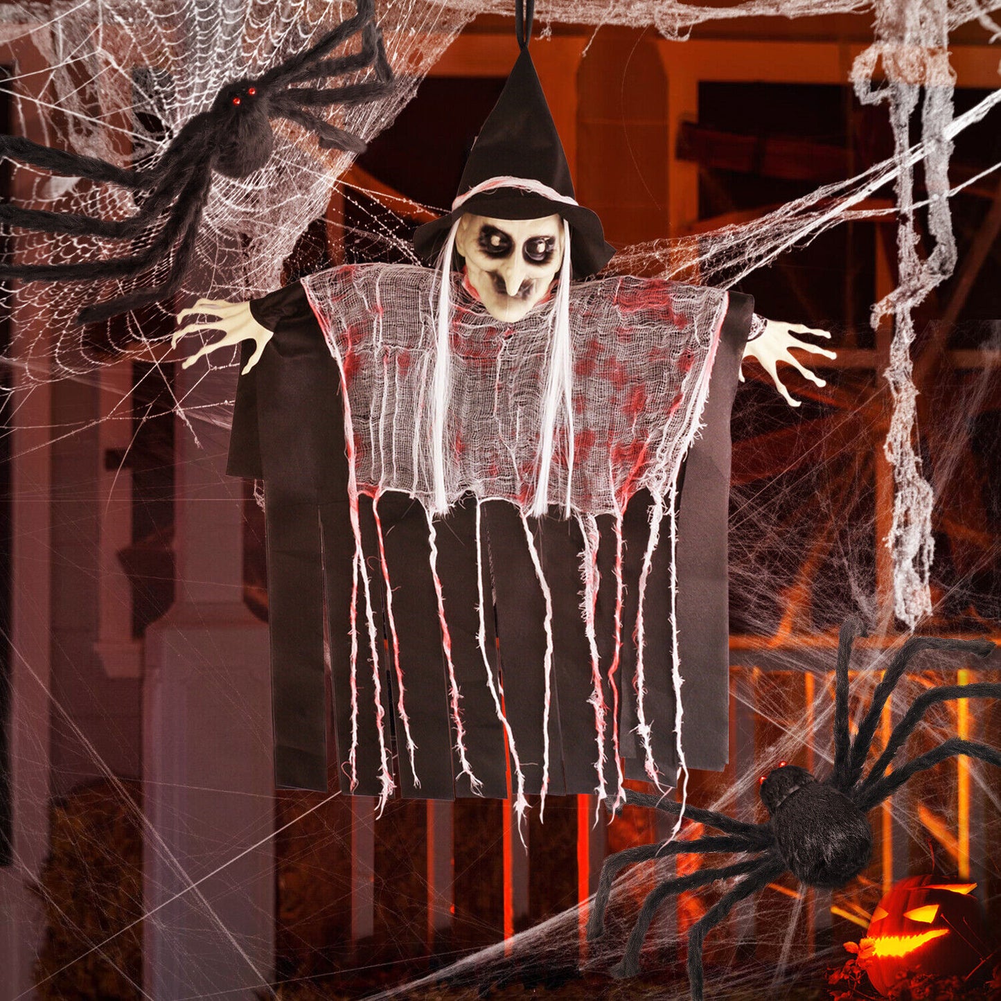 Halloween Decorations Hanging Animated Witch Haunted House Prop Outdoor Indoor