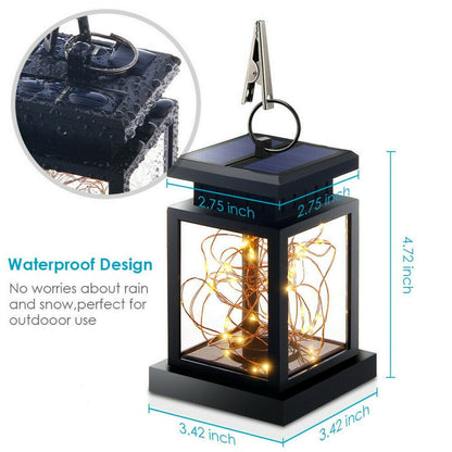 Solar Lantern Hanging Light LED Waterproof Yard Outdoor Patio Garden Yard Lamp warm white string