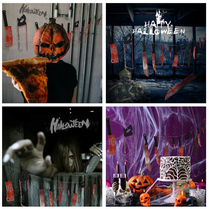 Halloween Hanging Bloody Knives Haunted Scary Horror Banner Props Party Decor US