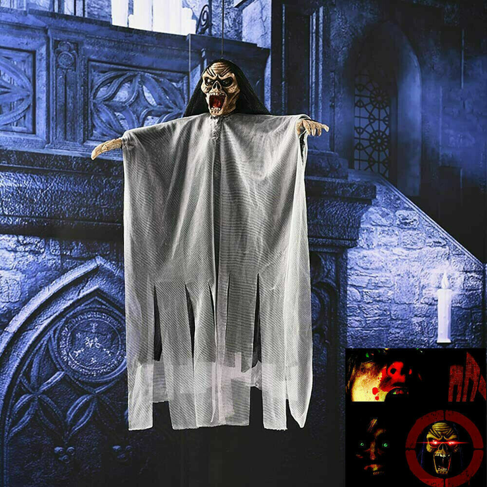 Halloween Ghost Hanging Decorations Home Skull Props Scary Creepy Voice Control