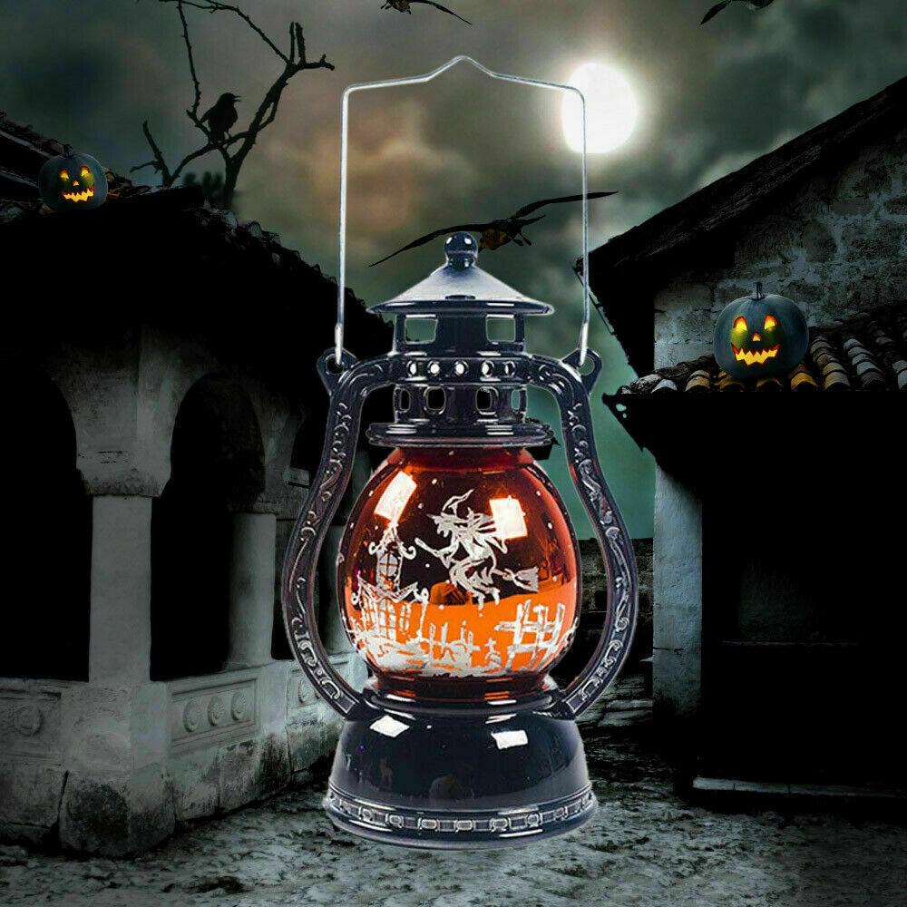 Halloween Lamp Flame Pumpkin Castle Witch Lights Party LED Lantern Hanging Gift