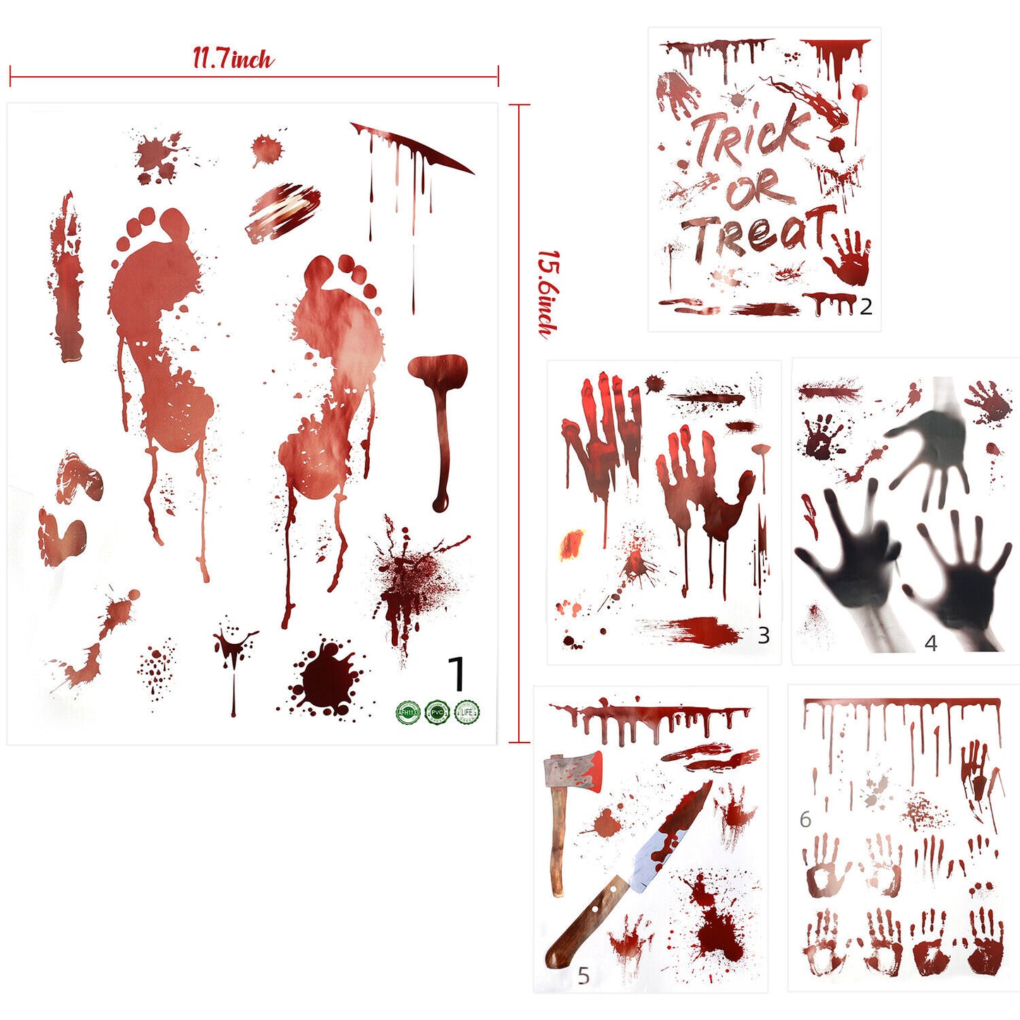 Halloween Bloody Knives Hanging Haunted Scary Horror Banner Window Wall Sticker