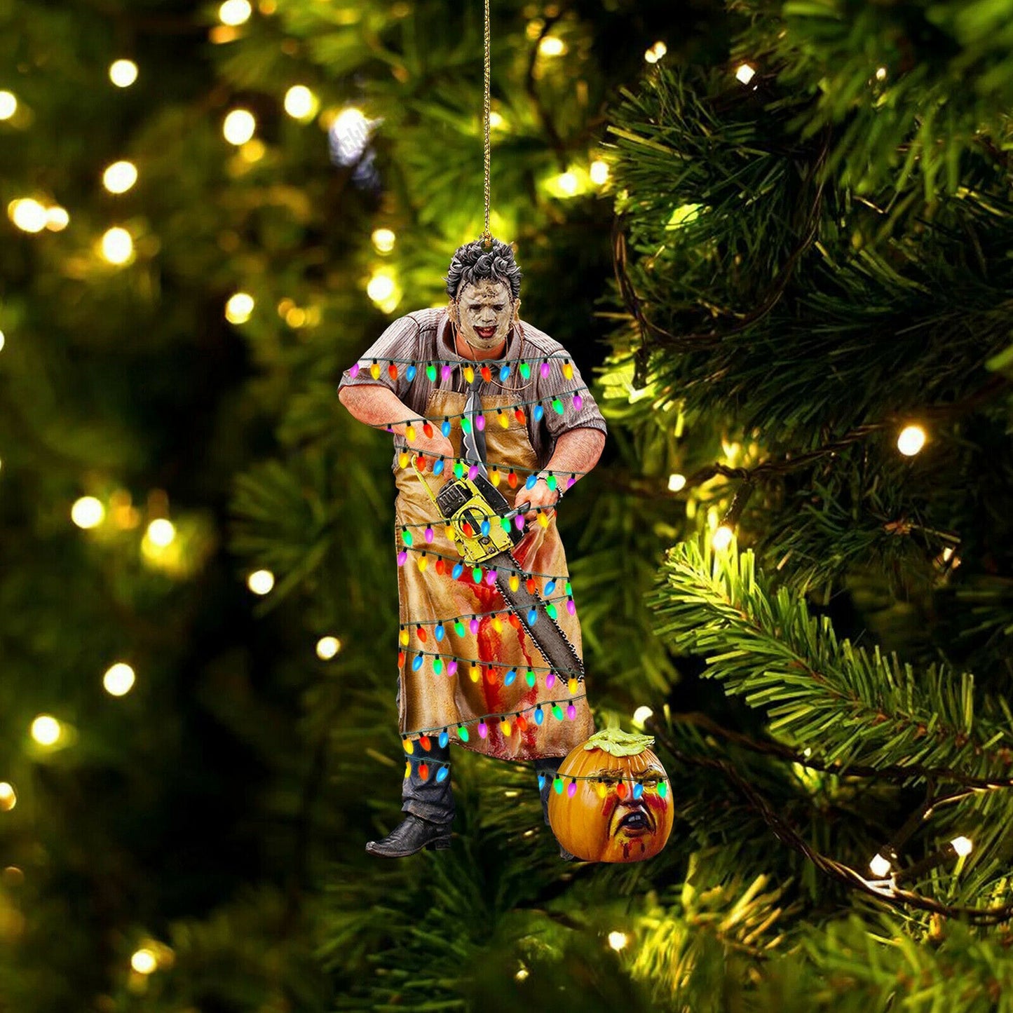 DIY Horror Scannán Ornáide Trick nó Caitheamh Scary Crann Nollag Ornáide Horror