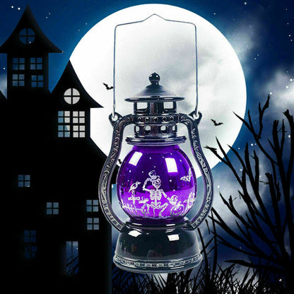 Halloween Lamp Flame Pumpkin Castle Witch Lights Party LED Lantern Hanging Gift