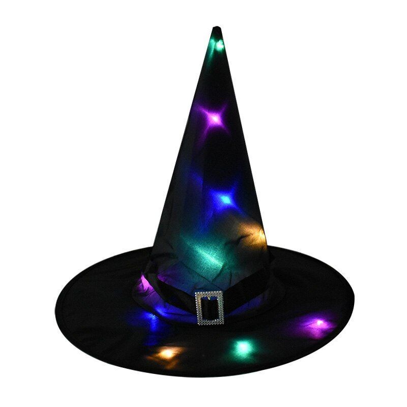 Halloween Glowing Witch Hat LED Lights Props Outdoor Tree Hanging Party Decor US