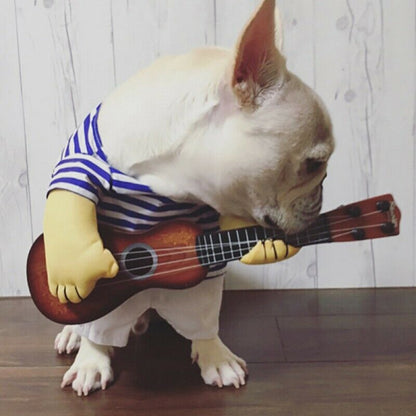 Funny Pet Cosplay Clothes Guitarist Player Suit Dog Puppy Cat Costume Halloween
