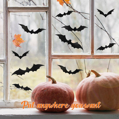 56Pcs Halloween 3D Bats Stickers Scary Decals Wall Window Door Decoration US