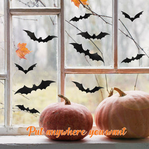 56Pcs Halloween 3D Bats Stickers Scary Decals Wall Window Door Decoration US