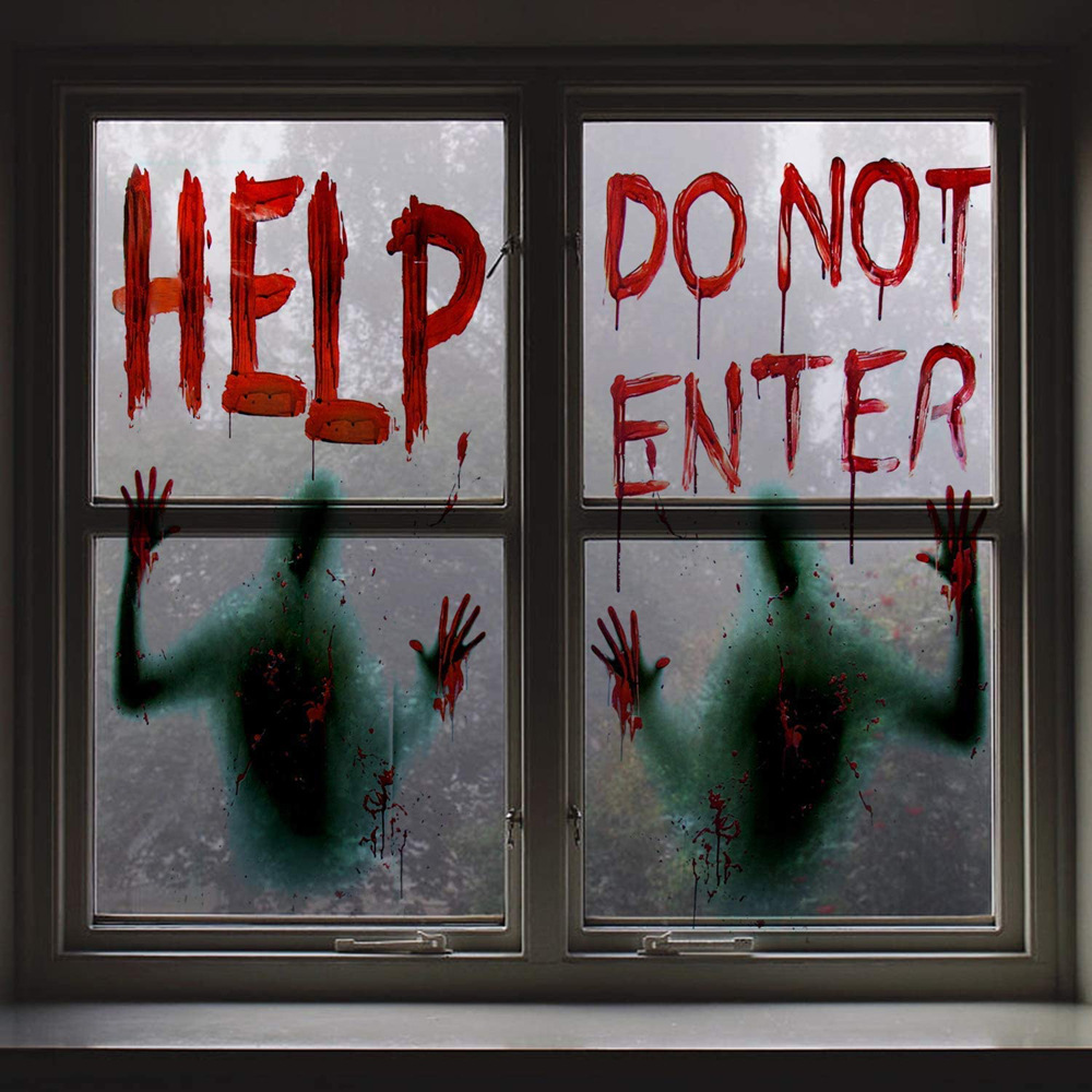 Halloween Decorations Banner Horror Window Ghost Zombie Home Hunted House Decor