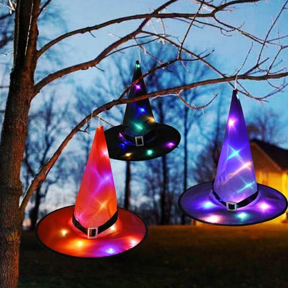 Halloween Glowing Witch Hat LED Lights Props Outdoor Tree Hanging Party Decor US
