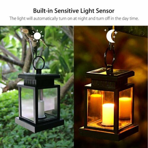 Solar Lantern Hanging Light LED Waterproof Yard Outdoor Patio Garden Yard Lamp warm white candle