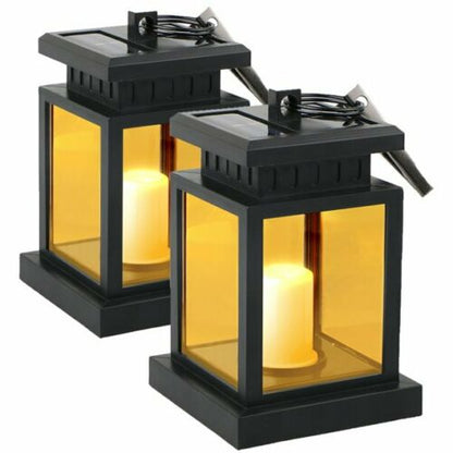 Solar Lantern Hanging Light LED Waterproof Yard Outdoor Patio Garden Yard Lamp warm white candle