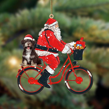 Santa Claus Riding A Bike With Havanese-Two Sided Ornament - Best gifts your whole family
